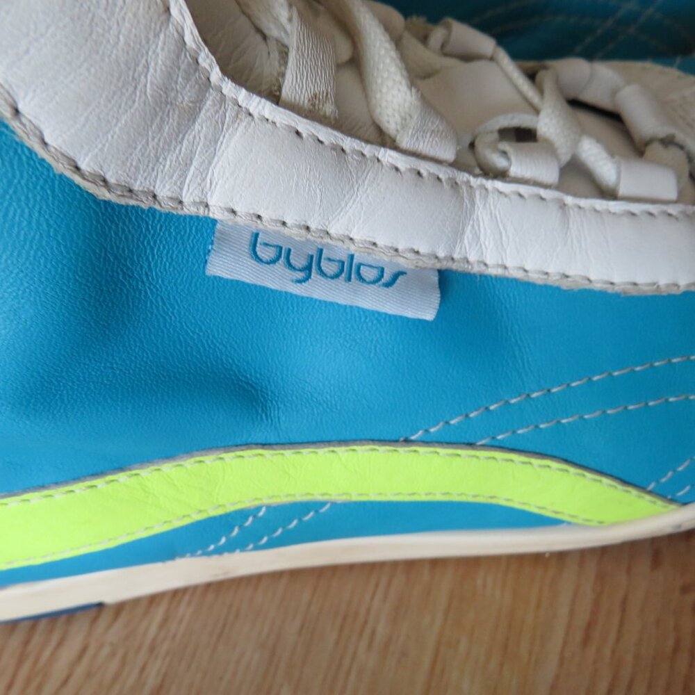 Byblos 616 Blue Leather Karate Boxing Women’s Lace Zipper Italy Unisex Shoes 37 - Picture 3 of 11